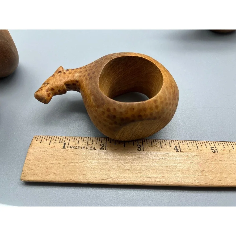 Lot 5 African Safari Animal Napkin Wooden Ring Holder Handmade Fair‎ Trade